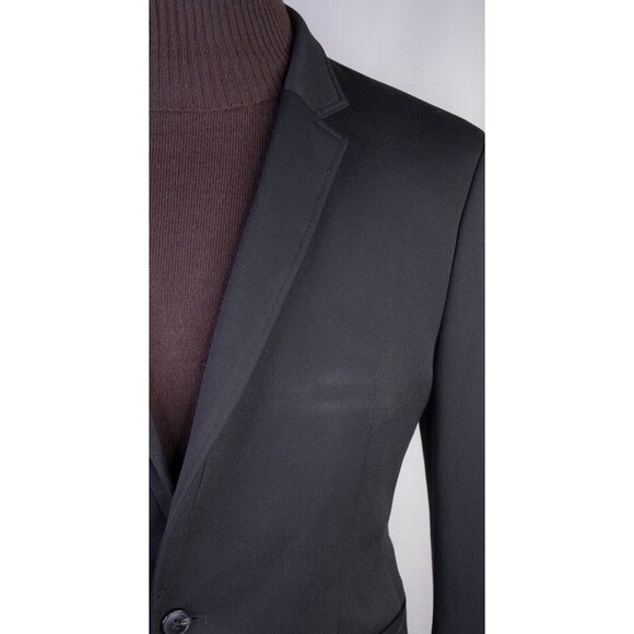 Zara Bazer Mens Sz 40 Solid Black One Button Sport Coat Jacket Blazer Poly Blend - Picture 4 of 15